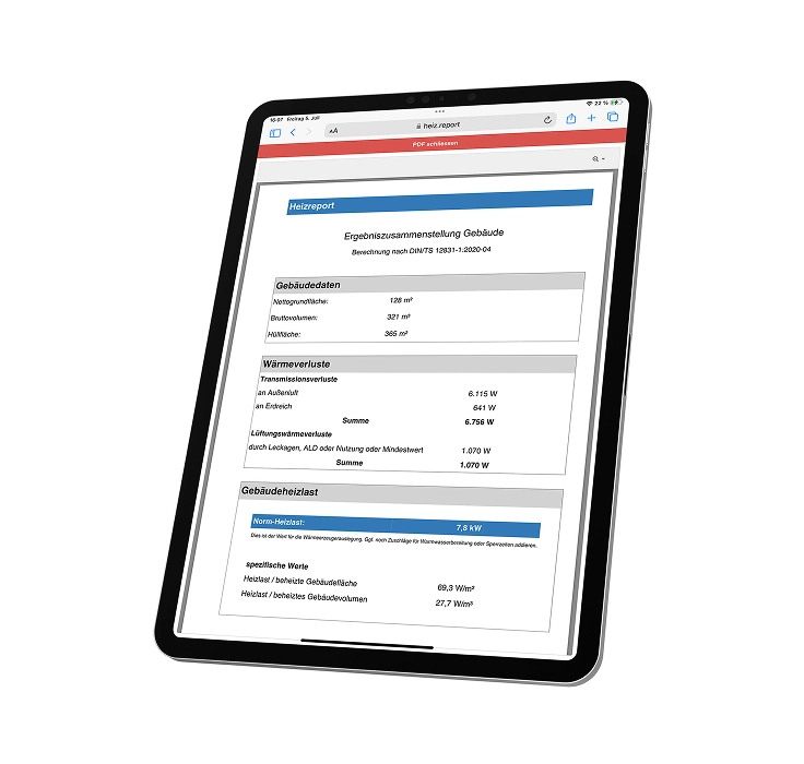 Heizlast-Report für Neuhof